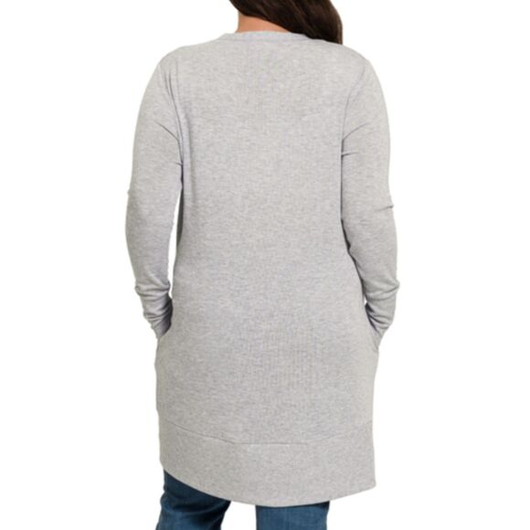 Zenana Plus 2X 18 20 Gray Cardigan Sweater V-Neck Snaps Slim Fit Pockets NEW - Picture 4 of 5
